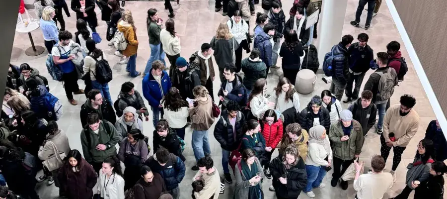 overhead picture of students at event