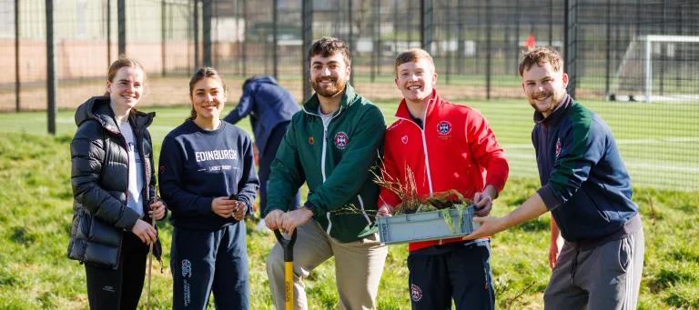 Students planting trees at Peffermill